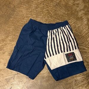 Vintage Navy and White Striped board shorts